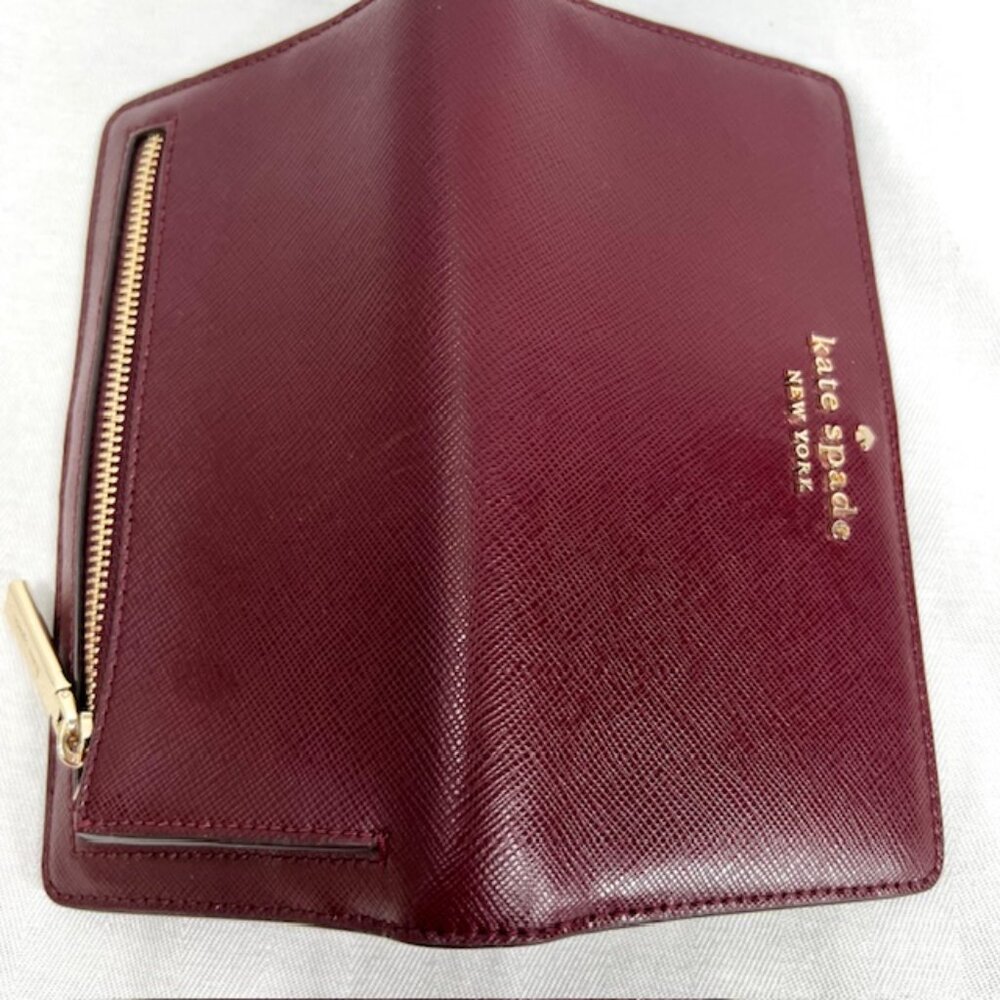 Vgt  ALOP  Milan Wallet made Italy  Ostritch Brown & Kate Spade N.Y. Burgendy 15 - Picture 14 of 15